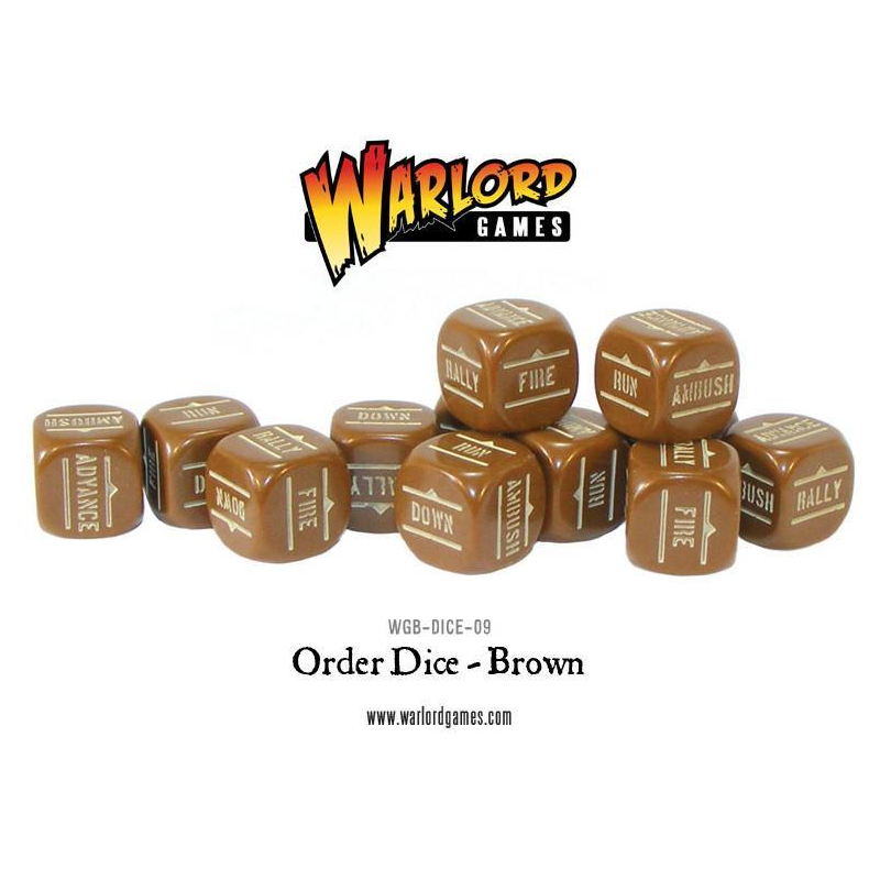 Bolt Action Orders Dice - Brown (12)