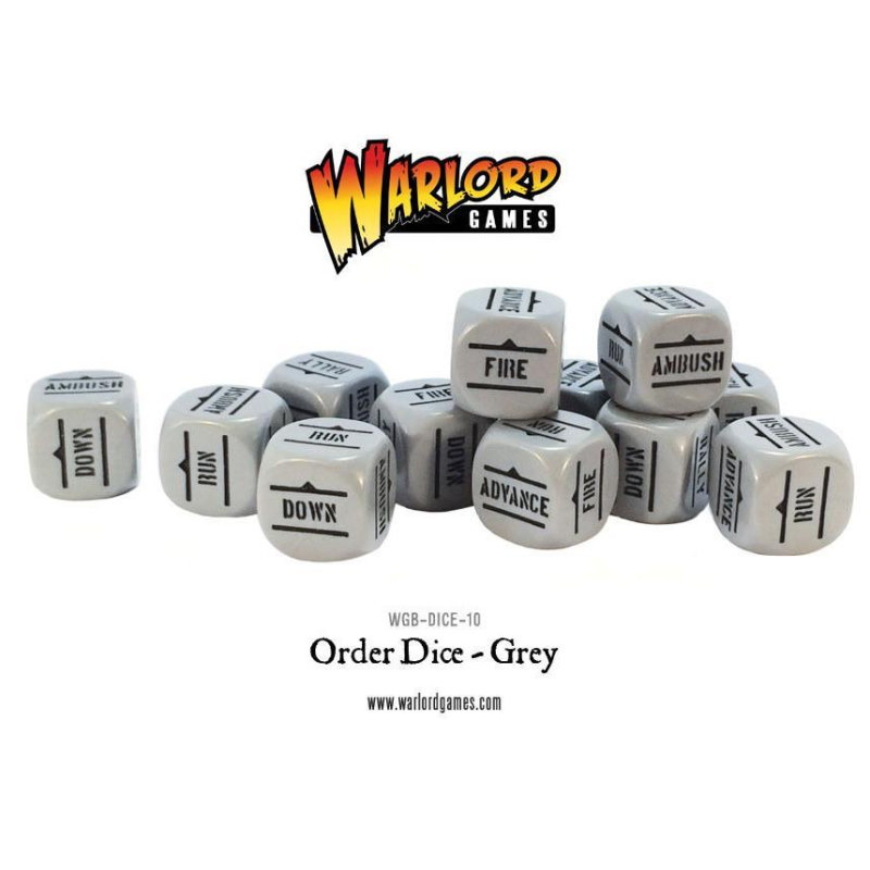 Bolt Action Orders Dice - Grey (12)