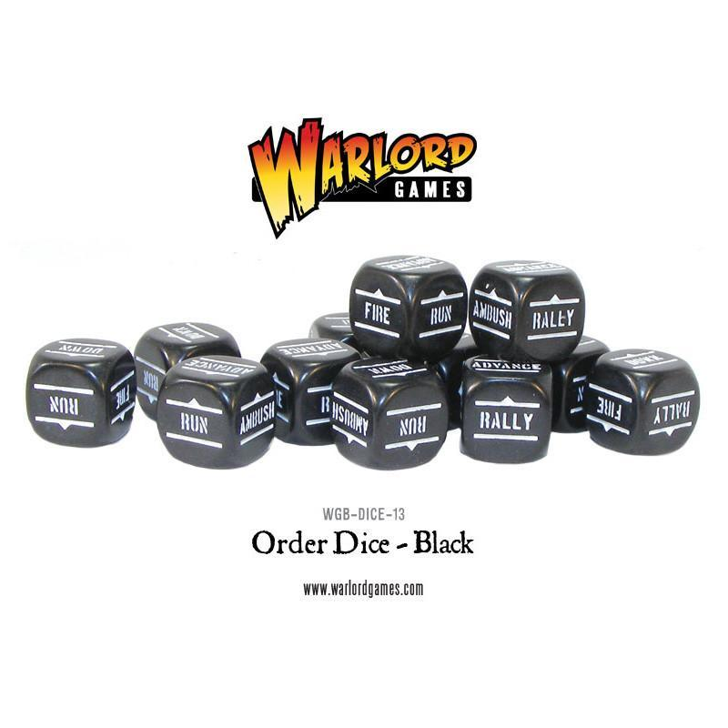 Bolt Action Orders Dice - Black (12)